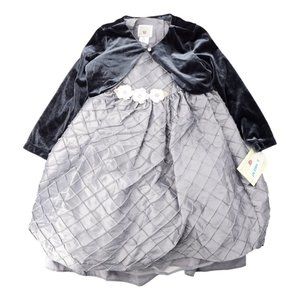Marmellata Girls Formal Dress Gray Black Two Piece Fit & Flare Holiday 4 New